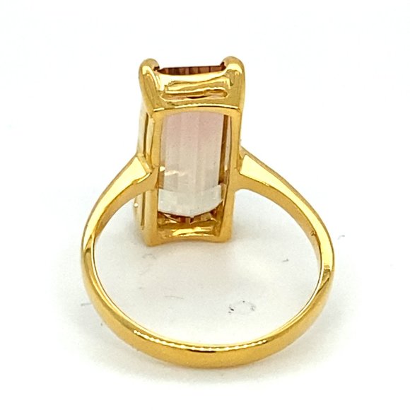 Watermelon Tourmaline 5.08ct Solid 14K Yellow Gold Ring - Picture 5 of 7